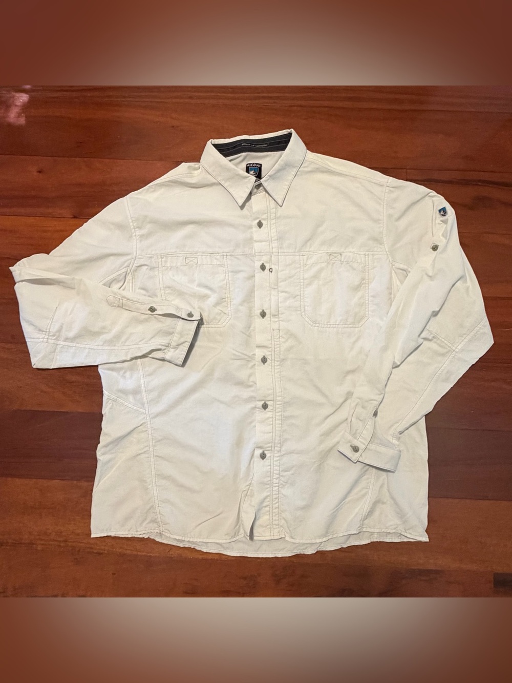 Kuhl Airspeed Shirt Men’s XXL Ivory Button Up Long Sleeve Outdoor Fishing Vent